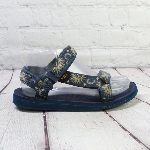 Teva Shoes - Teva Blue Nylon Sun & Moon Pattern Hook & Loop Water Hiking Sandals Size 7